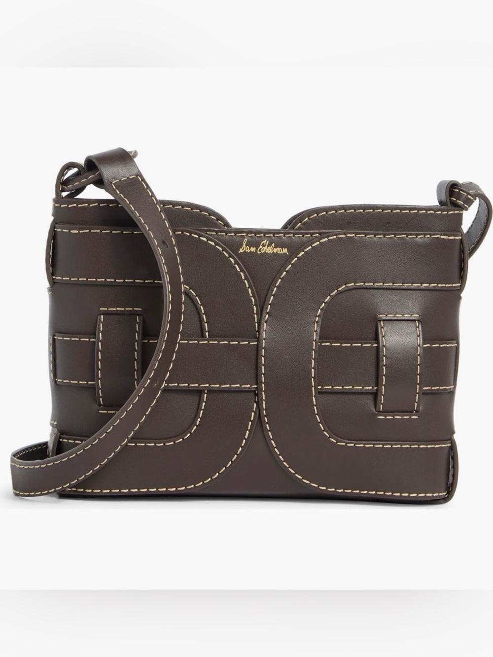 Sam Edelman Leather Logo Crossbody/Shoulder Bag Brown